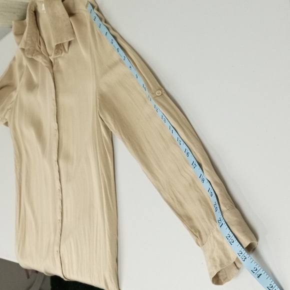 Kilky Paris Tan Button-Up Tunic Blouse, Women's Size Lg - Picture 8 of 8